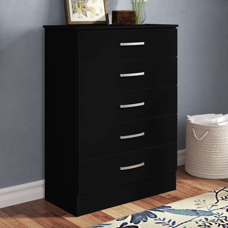 Commode 5 tiroirs l 32 po, Noir