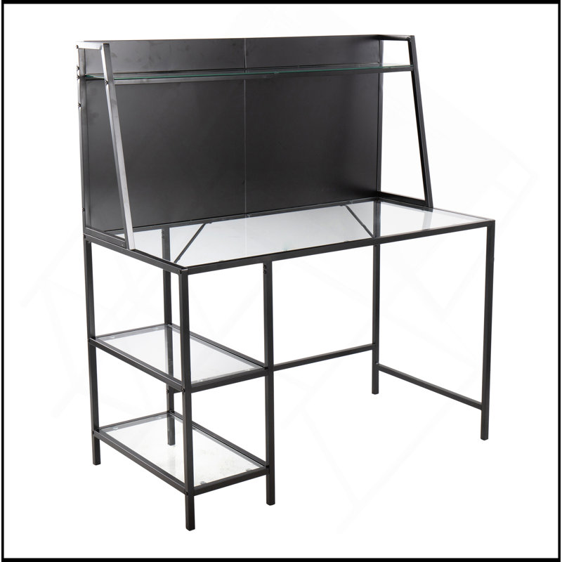 Bureau contemporain Tier en verre givré par Lumisource, Noir/transparent
