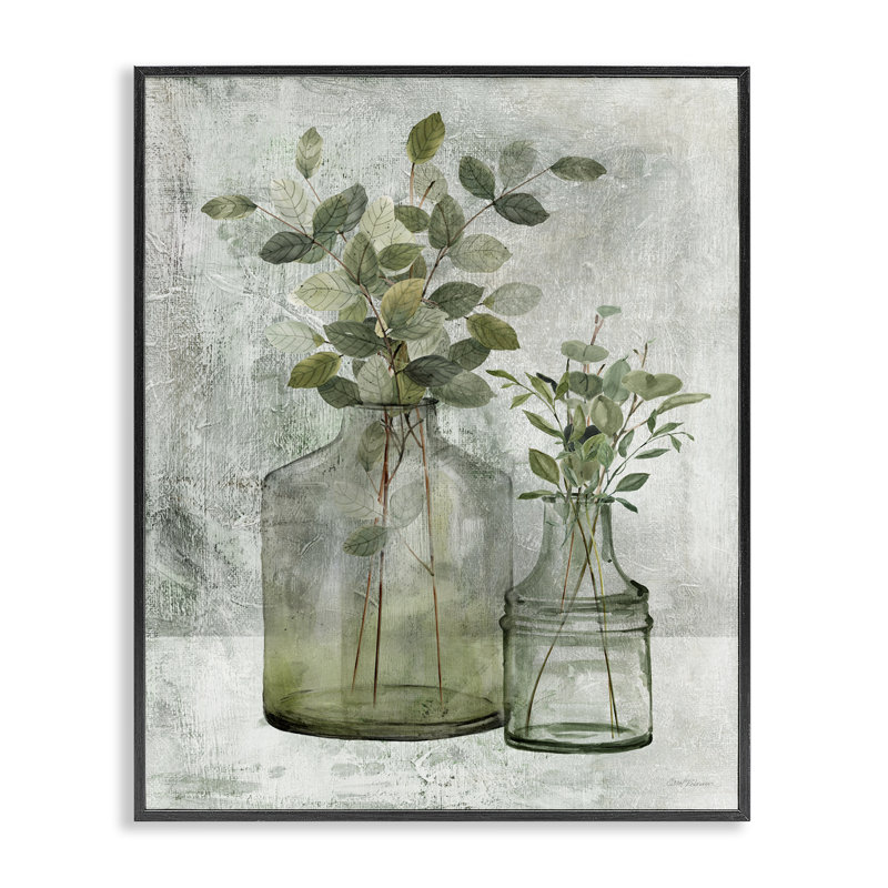 «Plant Botanical Bunches Country Vase», H 14 po x l 11 po x P 1,5 po, Giclée encadrée noir minuit