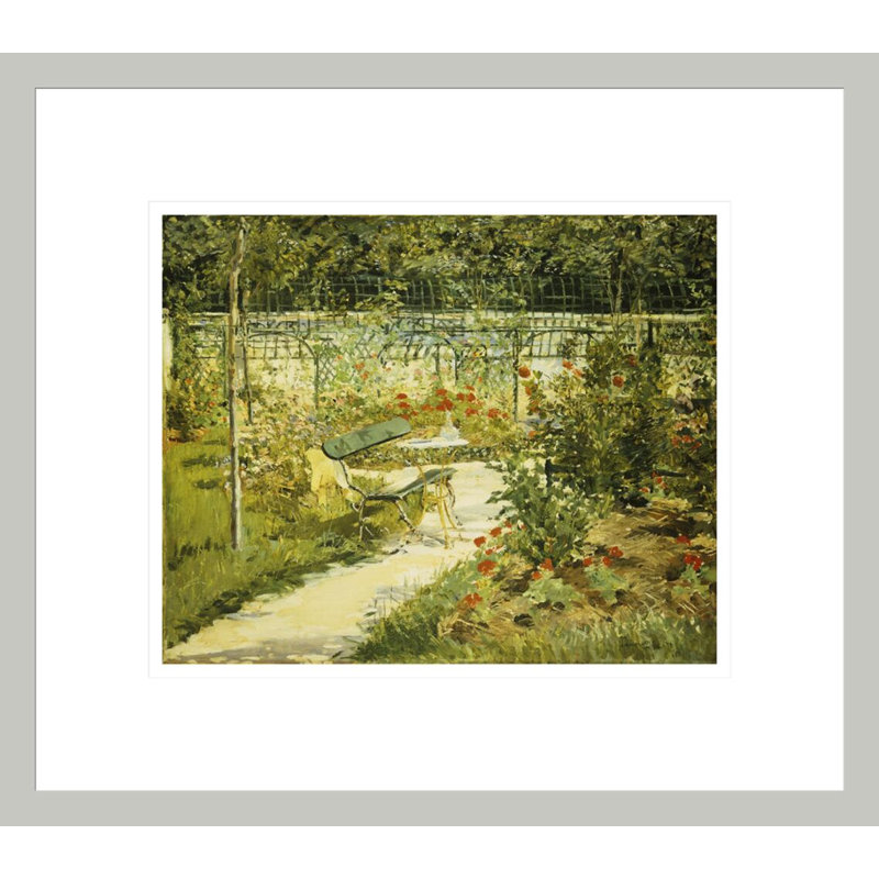 «The Bench the Garden at Versailles» par impression giclée encadrée, 13.75" H x 15.62" W