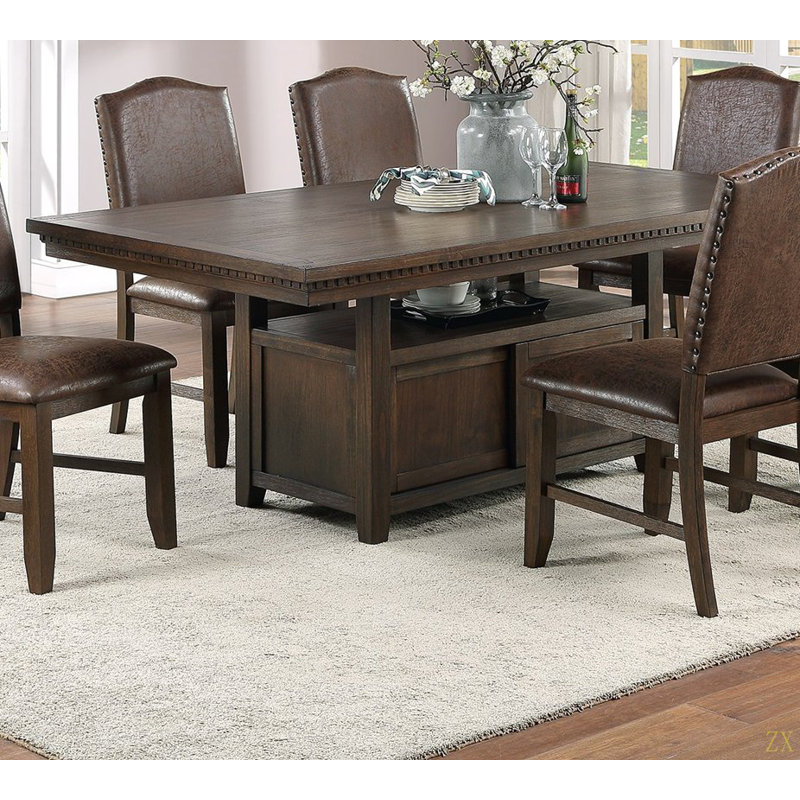 Table de salle à manger espresso rustique avec base de rangement et chaises d'appoint 7 pièces Ensemble de salle à manger espresso rustique