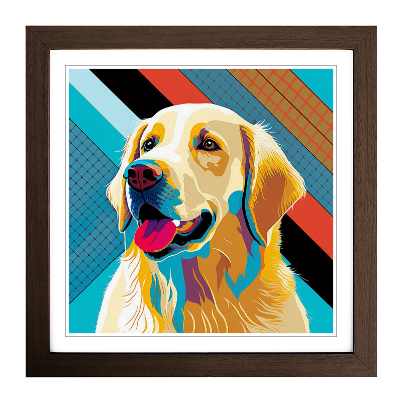 Golden Retriever Constructivism - Framed Print, Walnut