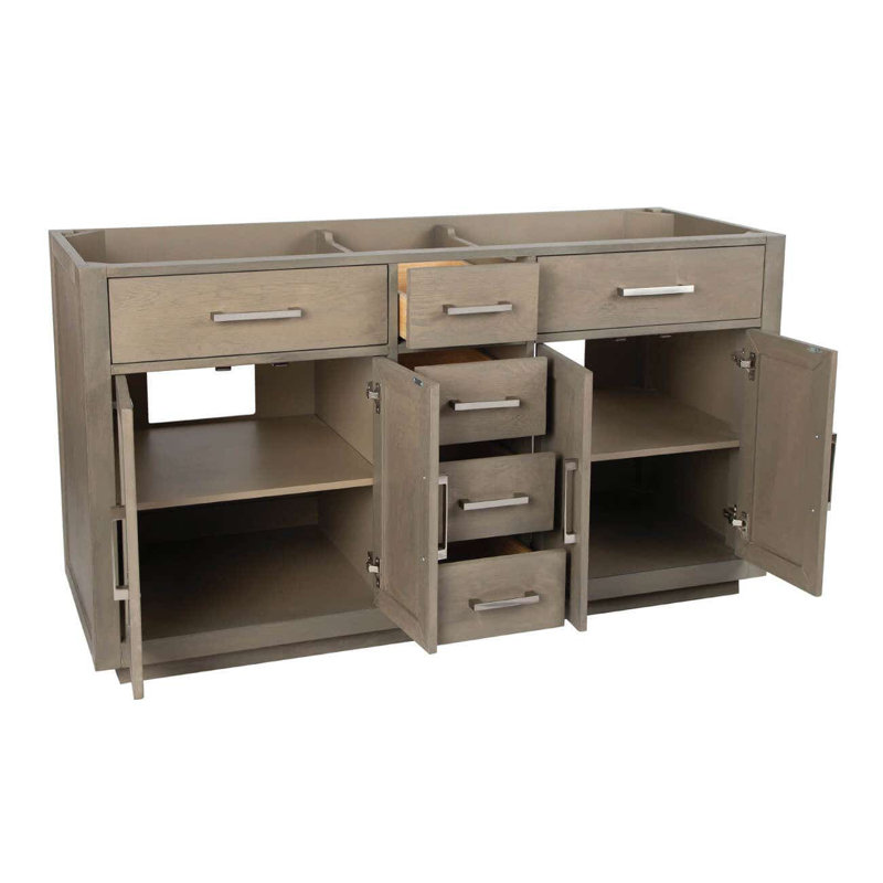 Nahlani 59'' Double Bathroom Vanity Base Only, Gray Oak