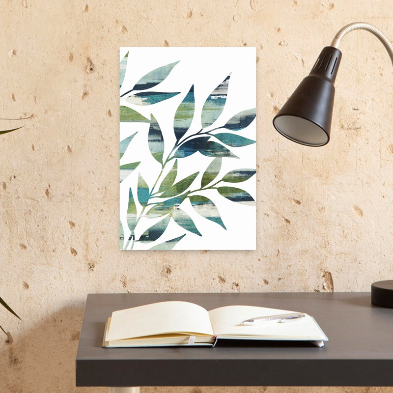 Art mural abstrait bleu marine et vert, 18" H x 12" W