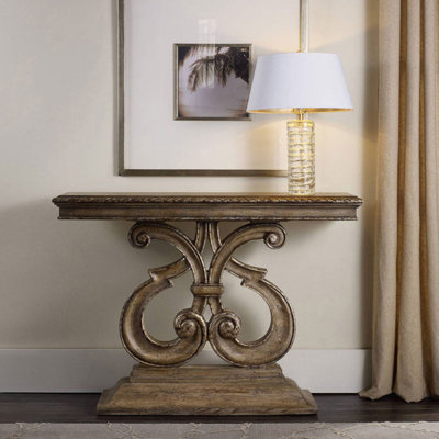 American-style solid wood carved console table