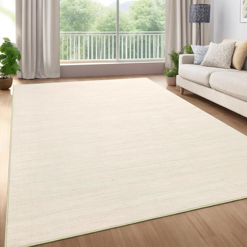 Tapis lavable lavable de couleur unie beige, cuisine, à poils courts, antidérapant, tapis pliable doux pour le chevet, la lessive