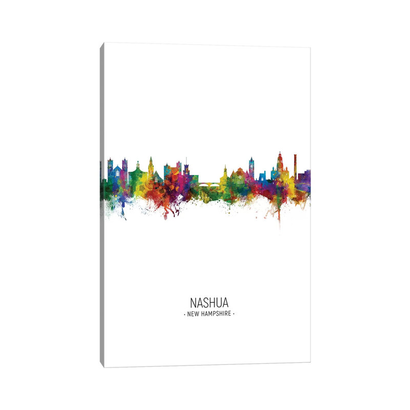Nashua New Hampshire Skyline Portrait by Michael Tompsett - Wrapped Canvas Gallery-Wrapped Canvas Giclée