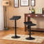 Black Square Top Adjustable Height With Black Leg And Base Metal Bar Table And 2 Swivel Black Bonded Leather Adjustable Bar Stool Bar Sets