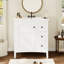 Meuble-lavabo moderne de 30 po avec lavabo en céramique, salle de bain blanche avec 3 tiroirs, armoire de rangement moderne en bois massif, idéale pour la maison