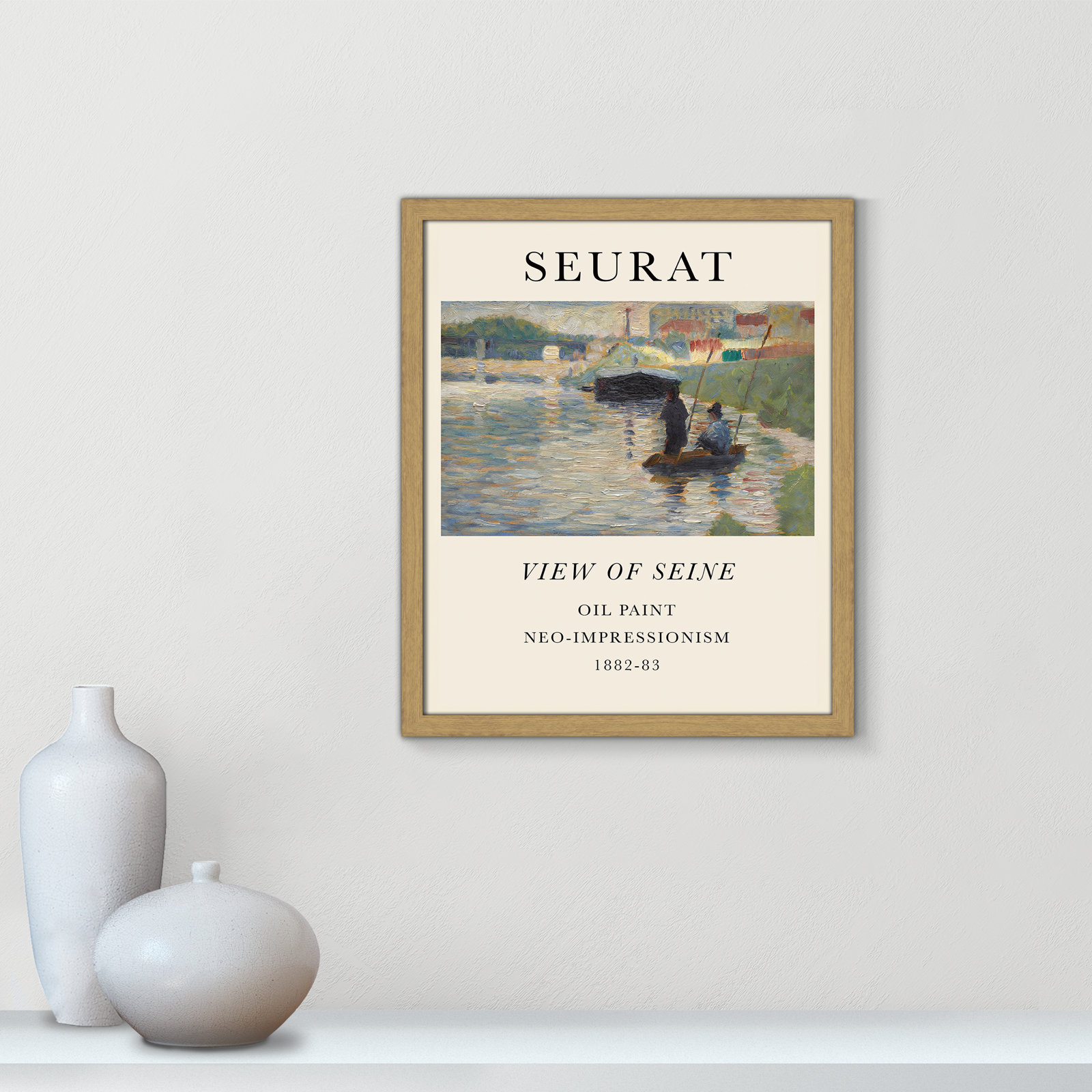 View Of Seine by Georges Seurat, No, Natural Single Picture Frame, 19" H x 16" W x 0.75" D