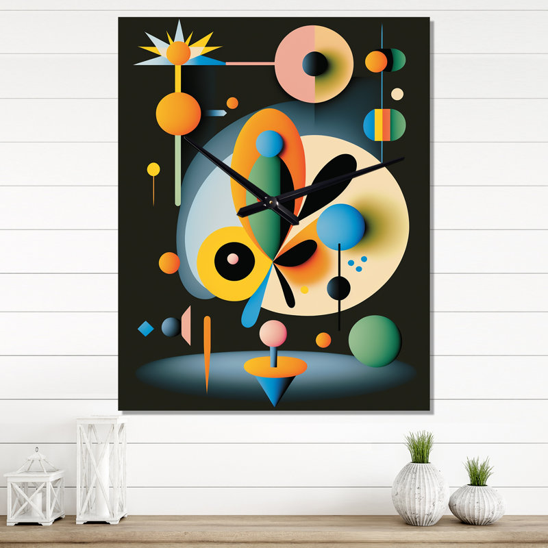 Divine Secrets Retro Illustration abstraite - horloge murale moderne géométrique, H 28 po x l 12 po x P 1 po