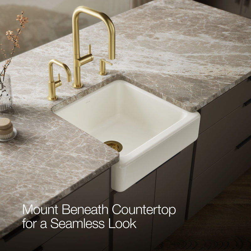 Whitehaven® Self-Trimming 24" L x 22" W Farmhouse Kitchen Sink, Biscuit