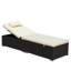 Collection de 3 chaises de patio: chaise longue, canapé rembourré avec coussin, table basse en verre. Dossier et pieds réglables. Pour les loisirs au bord de la piscine. Beige . Assemblage nécessaire au salon: jardin de piscine. Eau.