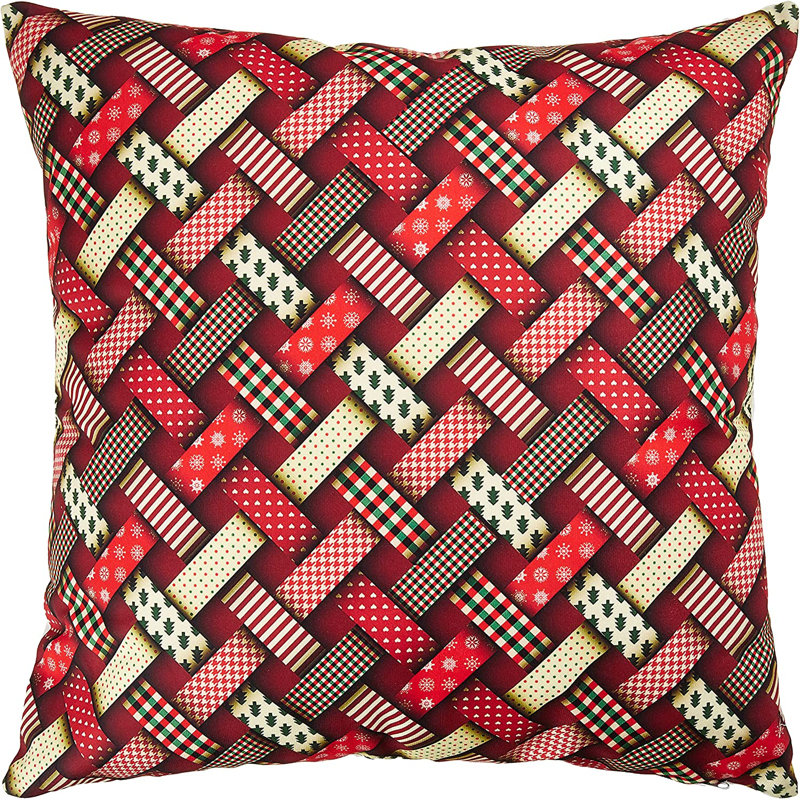 Coussin décoratif en polyester, Polyester/ Bourre en polyester, Rouge / Jaune / Brun, Géométrique
