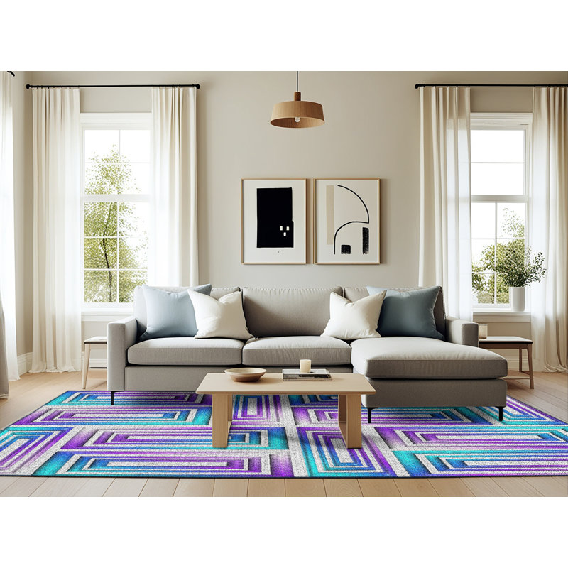 Geometric Indoor Rug, Rectangle 6' x 9'