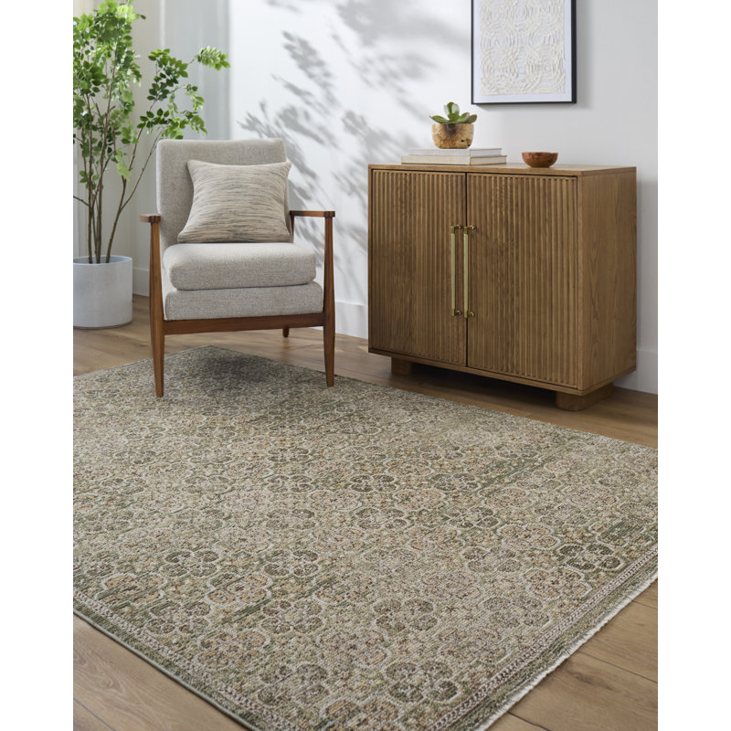Myrtle Avenue Olive and Taupe Synthetic Rectangular Area Rug