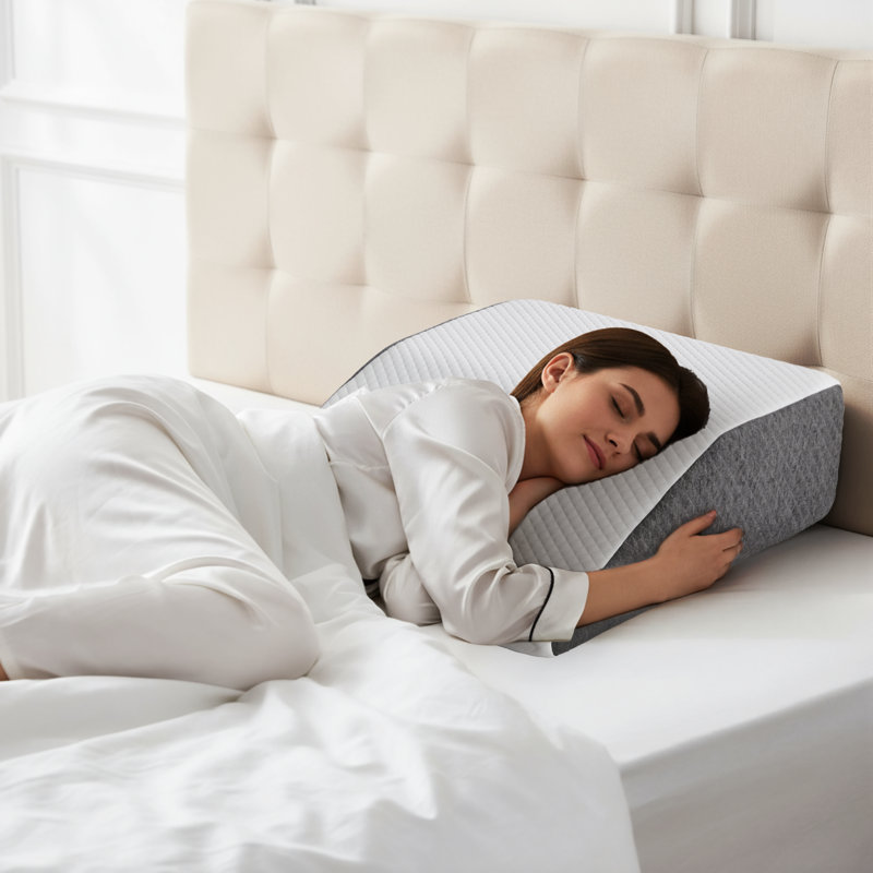 Bed Memory Foam Wedge Pillow, Acid Reflux Pillow, Cushion for Leg Elevation and Pain Relief