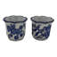 Contenants de rangement en grès cérame à motif floral et scénique traditionnel Glam Decor pour la maison ou le bureau, ensemble de 2 à 4 po - bleu et blanc