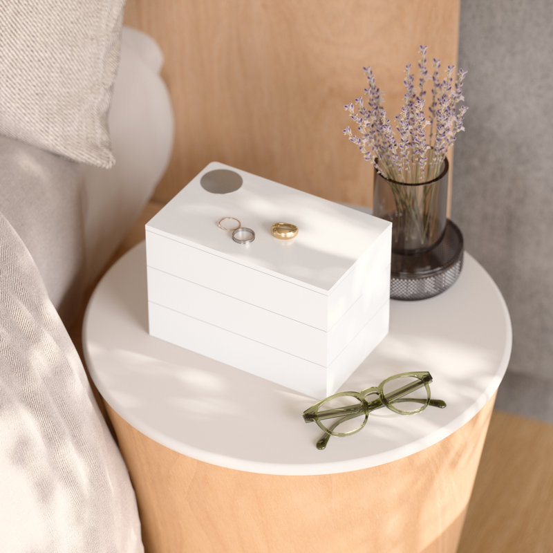 Spindle White Storage and Jewelry Box