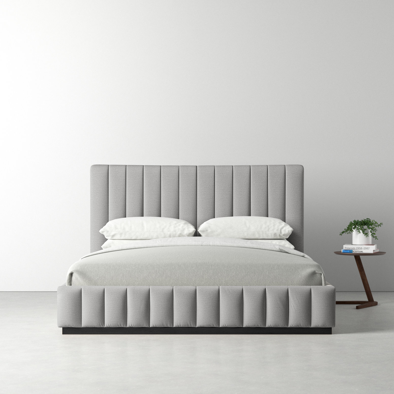 Codyn Upholstered Bed, King, Grey Linen Textured Fabric