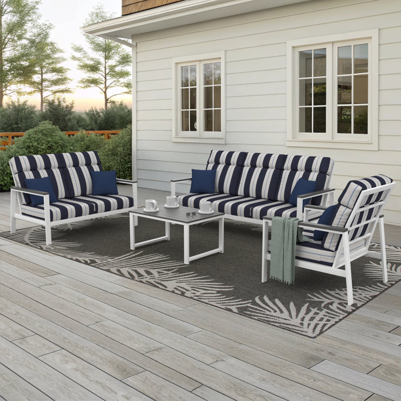 Ensemble de conversation Townsend pour 4 personnes avec coussins Sunbrella, Port Rrelate, Gris
