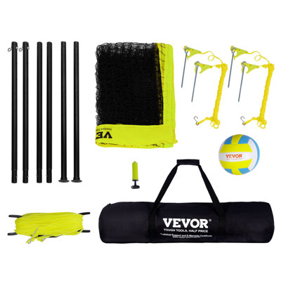 Système de filet de volleyball extérieur portable, poteaux en acier à hauteur réglable, ensemble de volleyball professionnel avec PVC, pompe, sac de transport