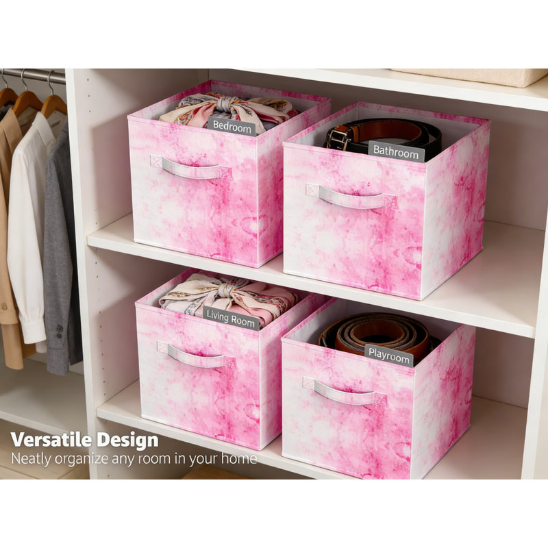 Foldable Fabric Storage Cubes - 6 Pack Collapsible Storage Bins With Handles For Organizing Toys, Clothes, And Home Organization In Cubbies And Shelves