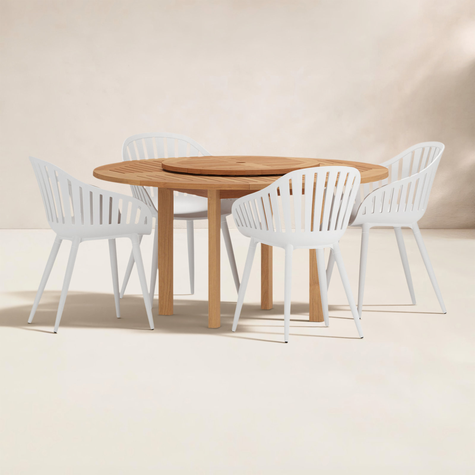 Anautica 59" Eucalyptus Patio Dining Set, White