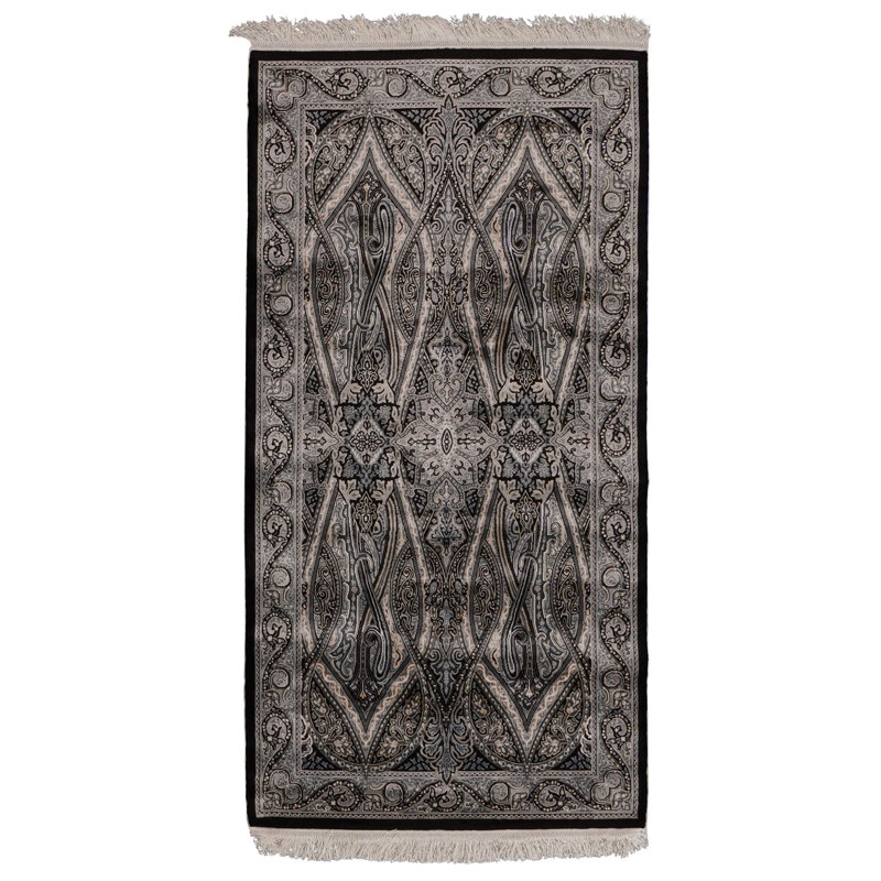 Tapis turc noir et ivoire 3x5