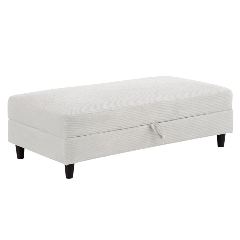 Ambe Corduroy Upholstered Storage Bench, White