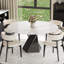 Table de salle à manger 59 po ronde pour 8 personnes, table de salle à manger moderne en pierre frittée blanche avec base torsadée en acier inoxydable