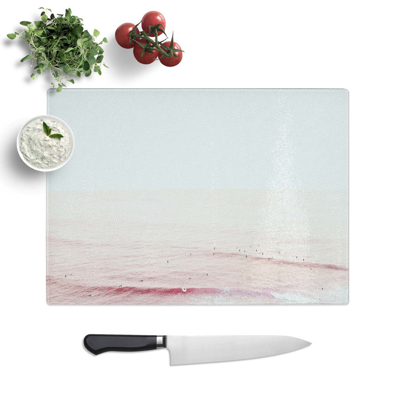 Tempered Glass Surfers in the Ocean Chopping Board, 28.5 cm W x 20 cm L