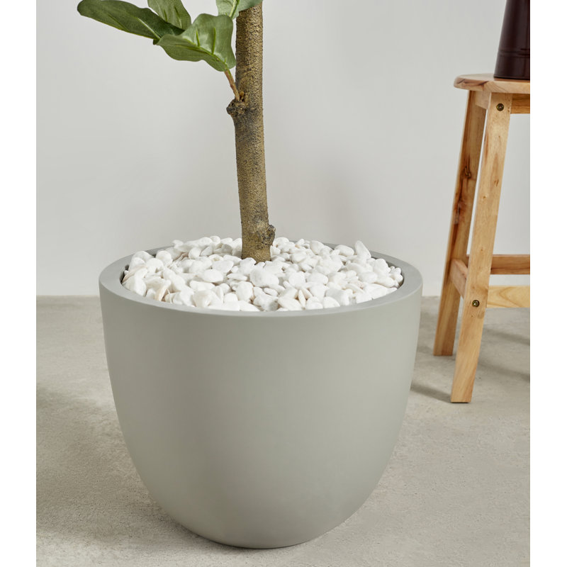 COOLBEBE Outdoor Concrete Planter Morden Indoor Planter Pots, Large Planters with Drainage Hole and Rubber Plug, Round Flower Pots for Garden, Patio and Office