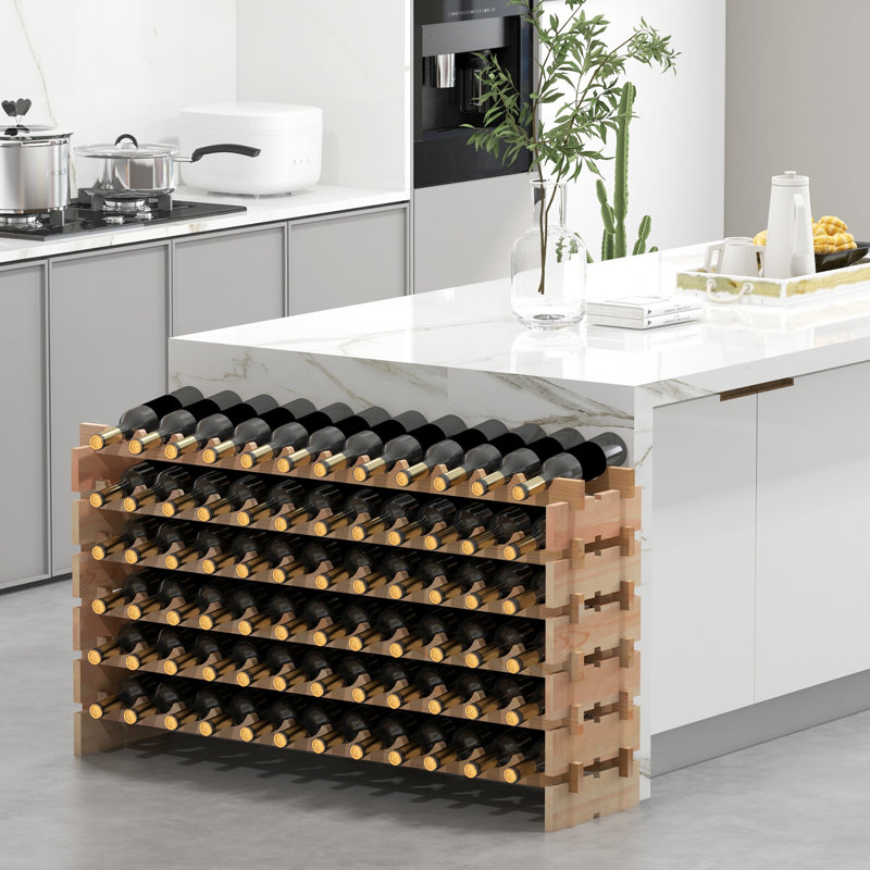 Solid Wood Standard Wine Bottle Rack Yellow