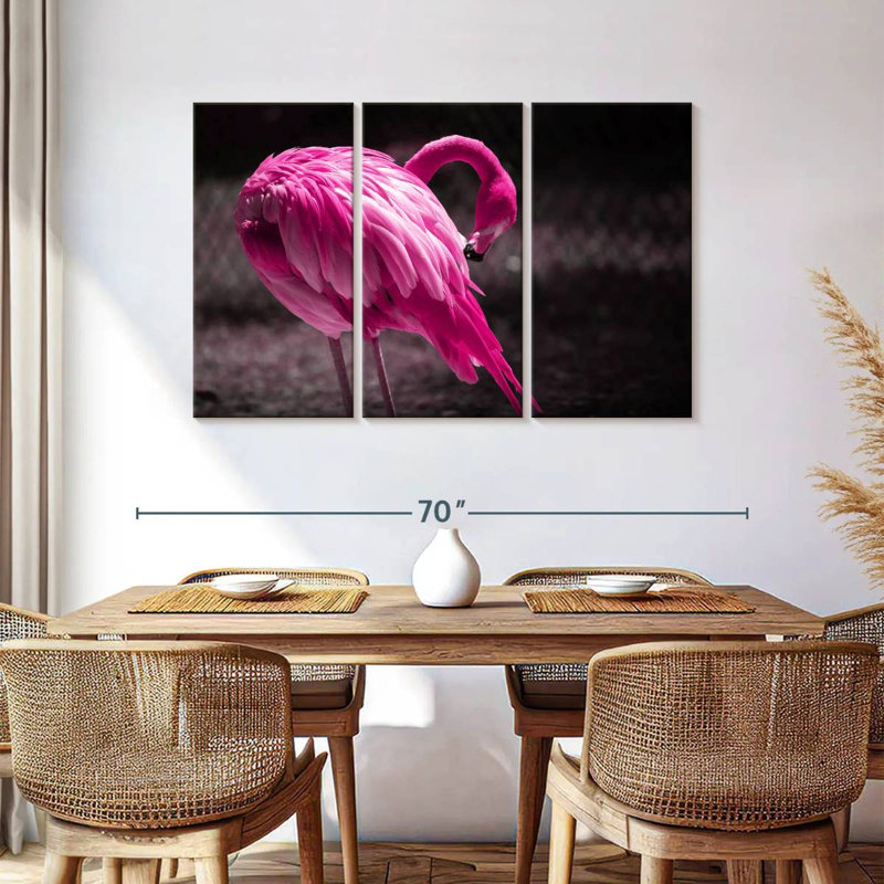 Magnifique flamant rose, H 36 po x l 57 po