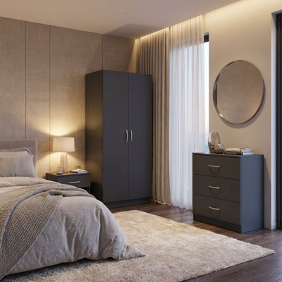 Highbury White 3 Piece Bedroom Set (Wardrobe, Chest & Bedside)