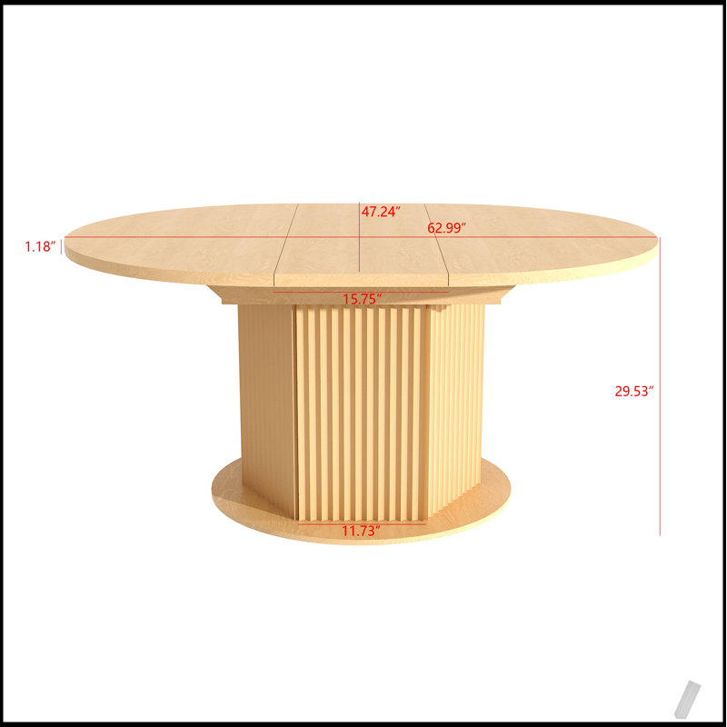 Table de salle à manger ronde pour 4 à 6 personnes, table de cuisine avec base à texture bosselée, table de salle à manger en bois pour les réunions de famille