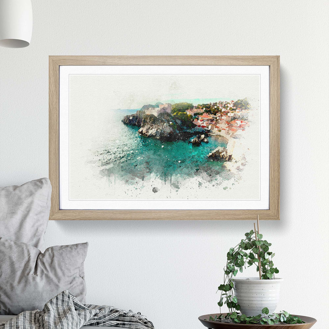 Walls of Dubrovnik in Croatia in Abstract - Framed Print