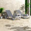 Ensemble de 2 chaises longues de patio modernes et réglables avec table, gris aluminium