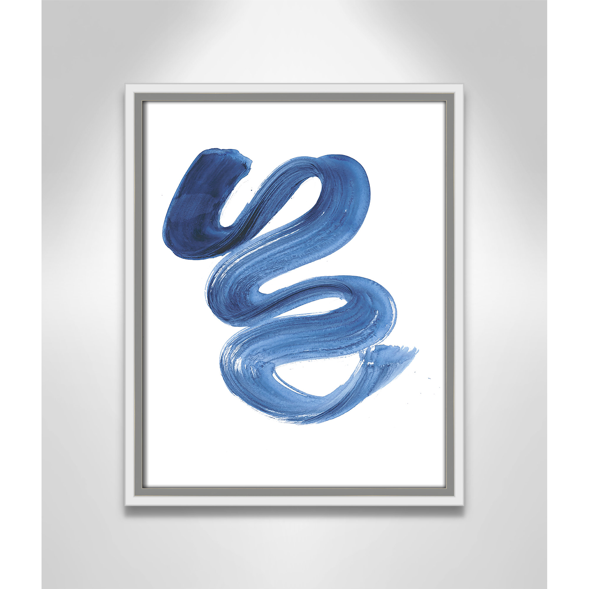 Slinky Indigo II by Filippo Ioco  - Painting Print, 15.5" H x 12.5" W x 2" D, White Framed Canvas