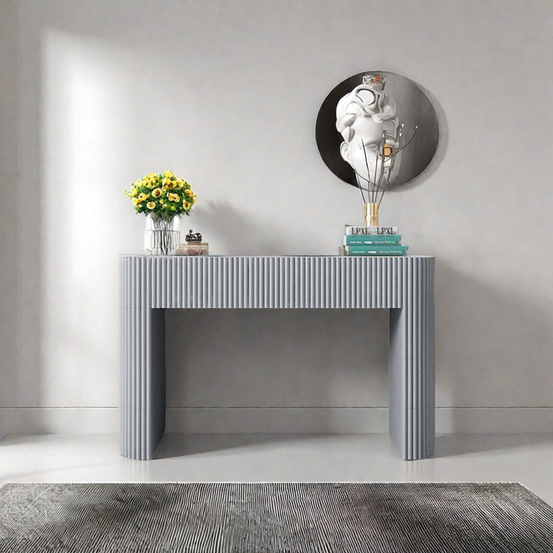 Console moderne minimaliste, Bleu grisâtre, H 35,43 po x l 47,24 po x P 15,75 po
