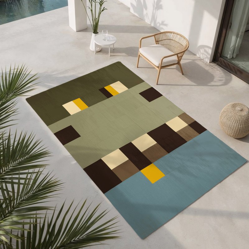 Pixel Patchwork Indoor And Outdoor Area Rug, Rectangle 2' x 3'