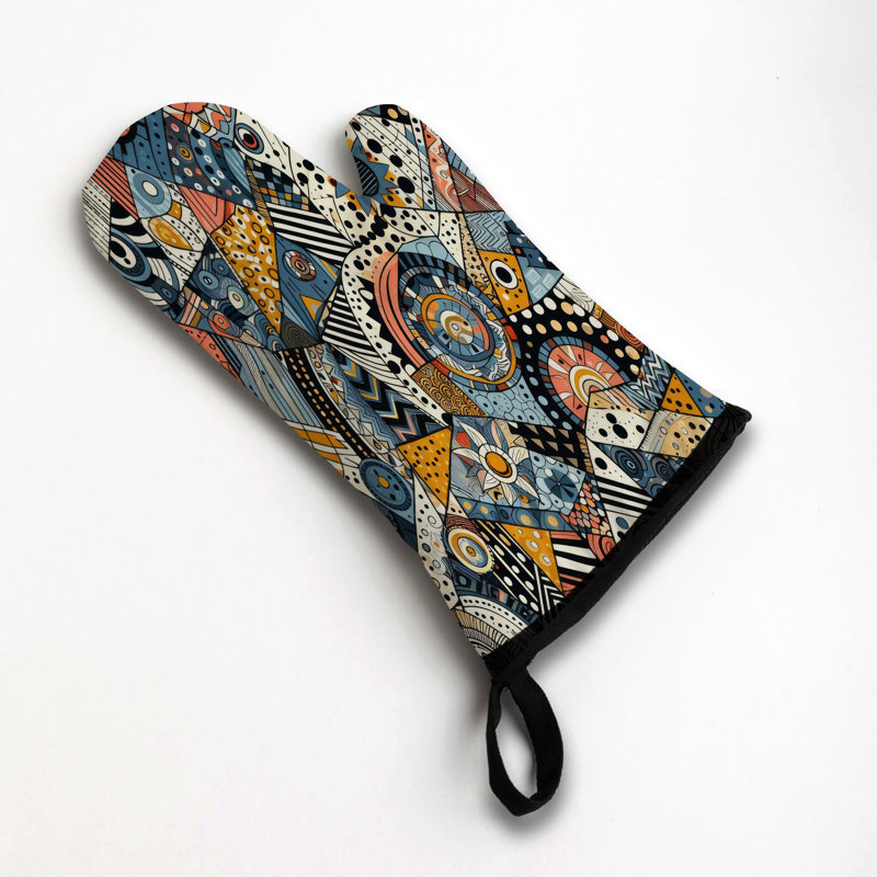 Abstract Flow Oven Mitt Cotton Twill