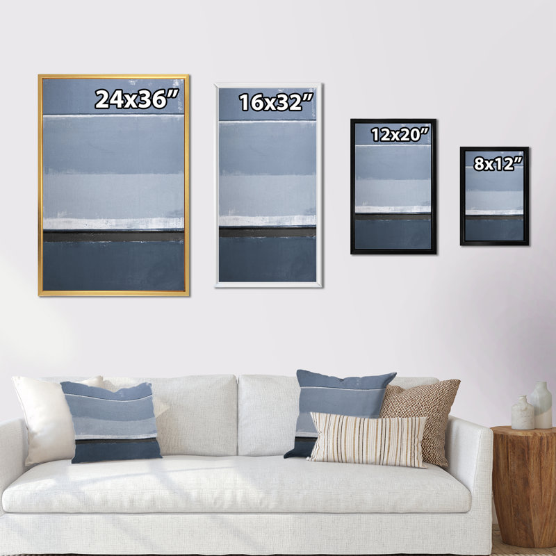 Art moderne gris et bleu II 2FL47744, H 20 po x l 12 po x P 1 po, Cadre noir
