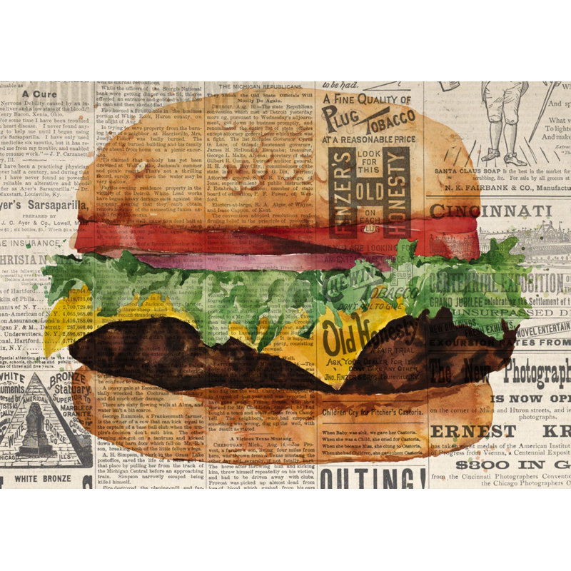 Toile «Cheeseburger» toute de style rétro | Décoration intérieure