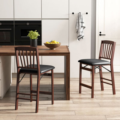 Set Of 2 Counter Height Chairs Folding Kitchen Island Stool With Padded Seat