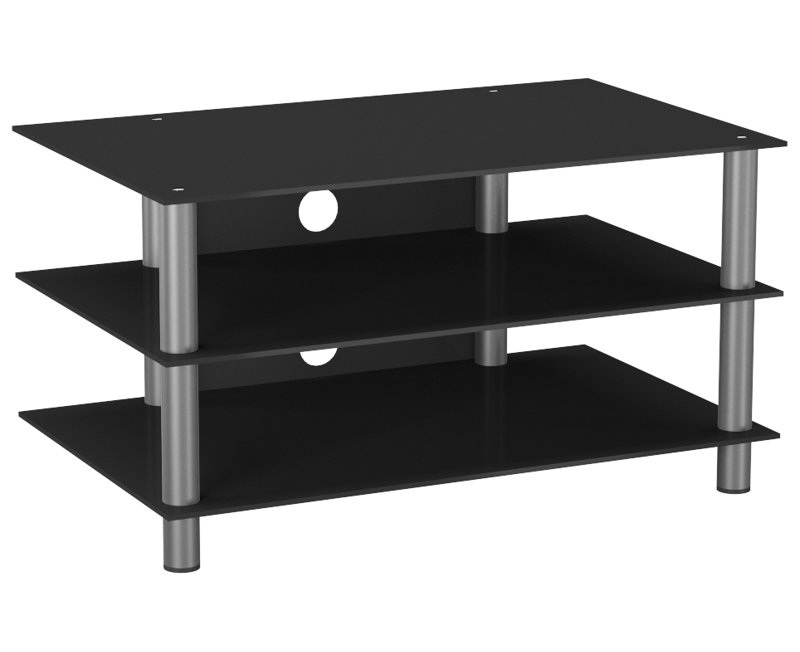 Whalen TV Stand for TVs up to 42", Silver / Black Glass