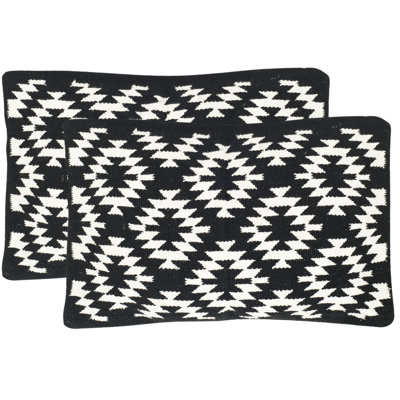 Feather Geometric Lumbar Pillow