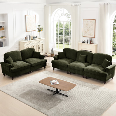 2 pièces modulaires en forme de fleur, pieds fuselés, jupes amovibles, mousse douce, chenille à fil argenté, accoudoirs évasés classiques avec méridienne, corps amovible détachable, chenille haute densité