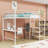 Metal Loft Bed With LED Lighting, Built-In Desk,Staircase, And Wardrobe-502998909-502998908
